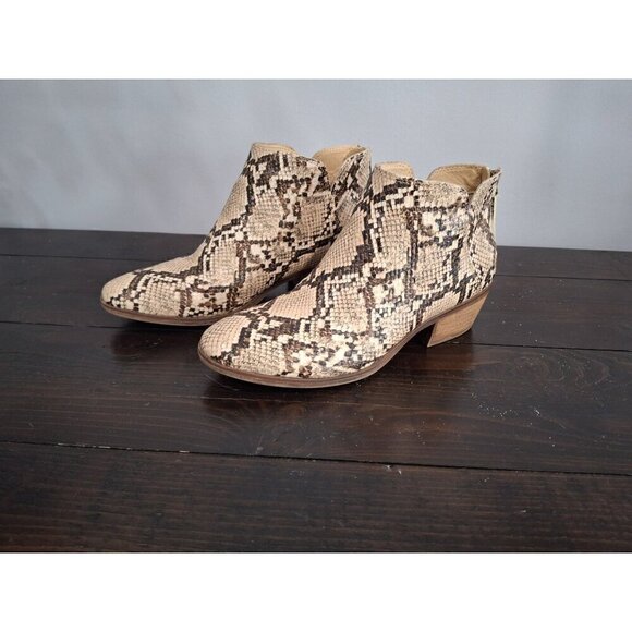 Michael Shannon Womens  Snakeskin Print Ankle Booties/Pre-owned, Sz. 7.5 - Picture 1 of 8